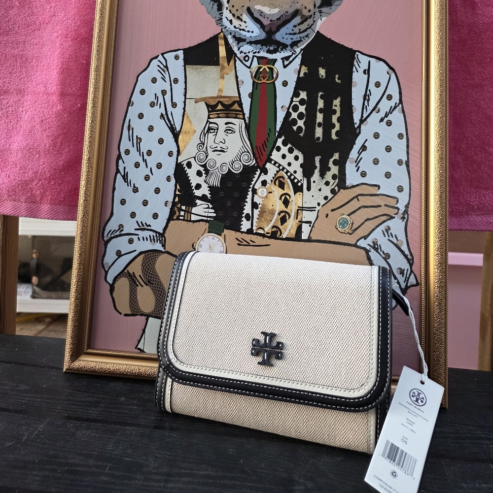 Tory Burch Beige and Black Crossbody Bag